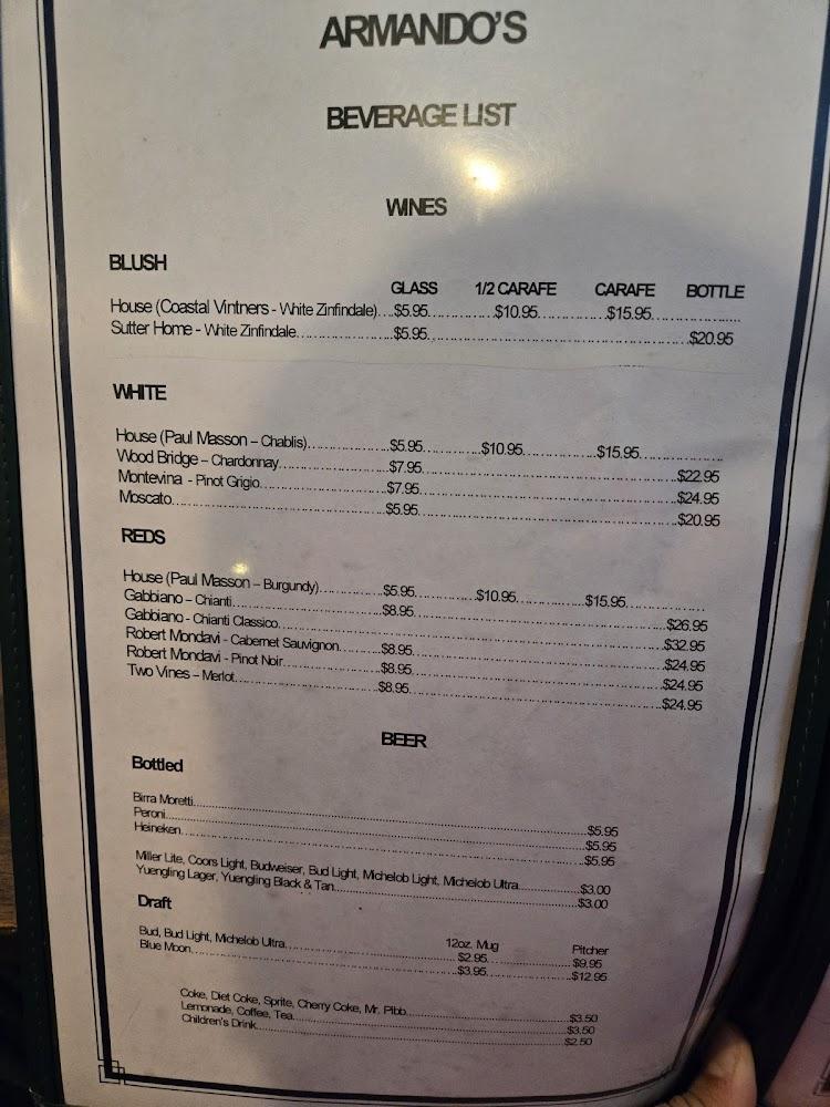 Armando's Italian Restaurant Menu image 2
