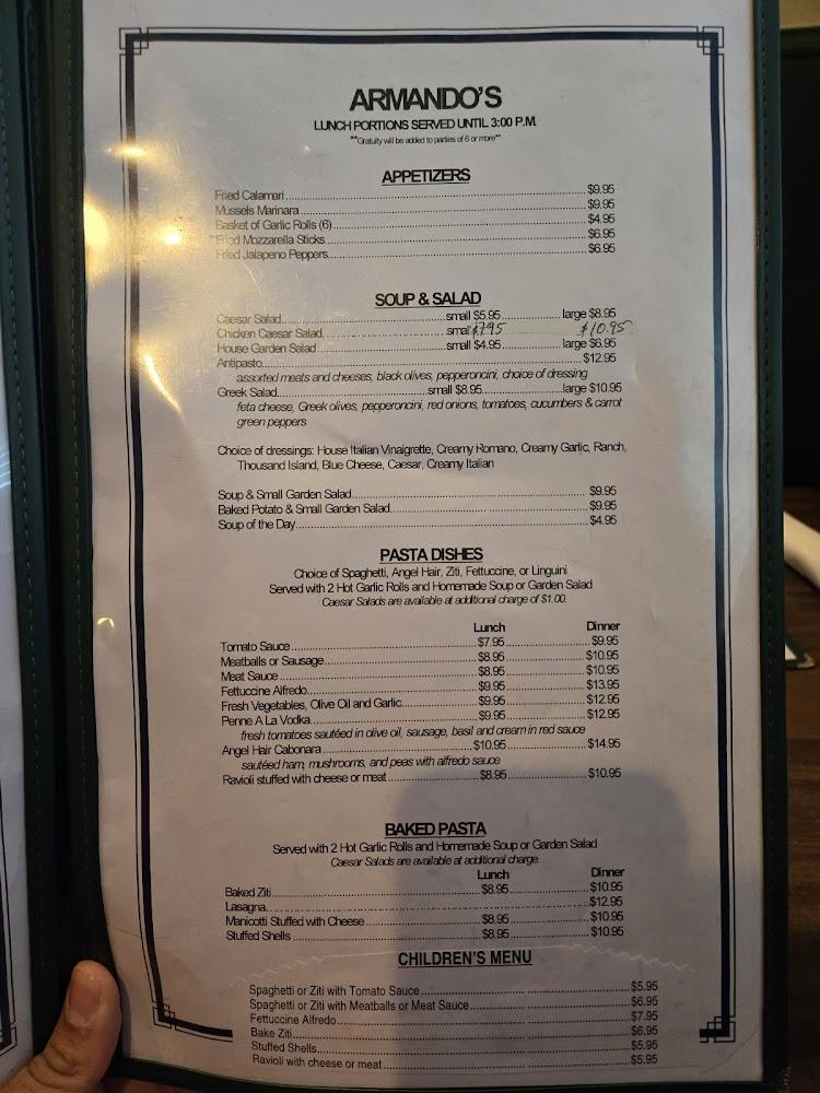 Armando's Italian Restaurant Menu image 4